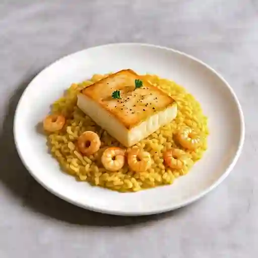 Risotto De Coco Con Robalo Al Ajillo
