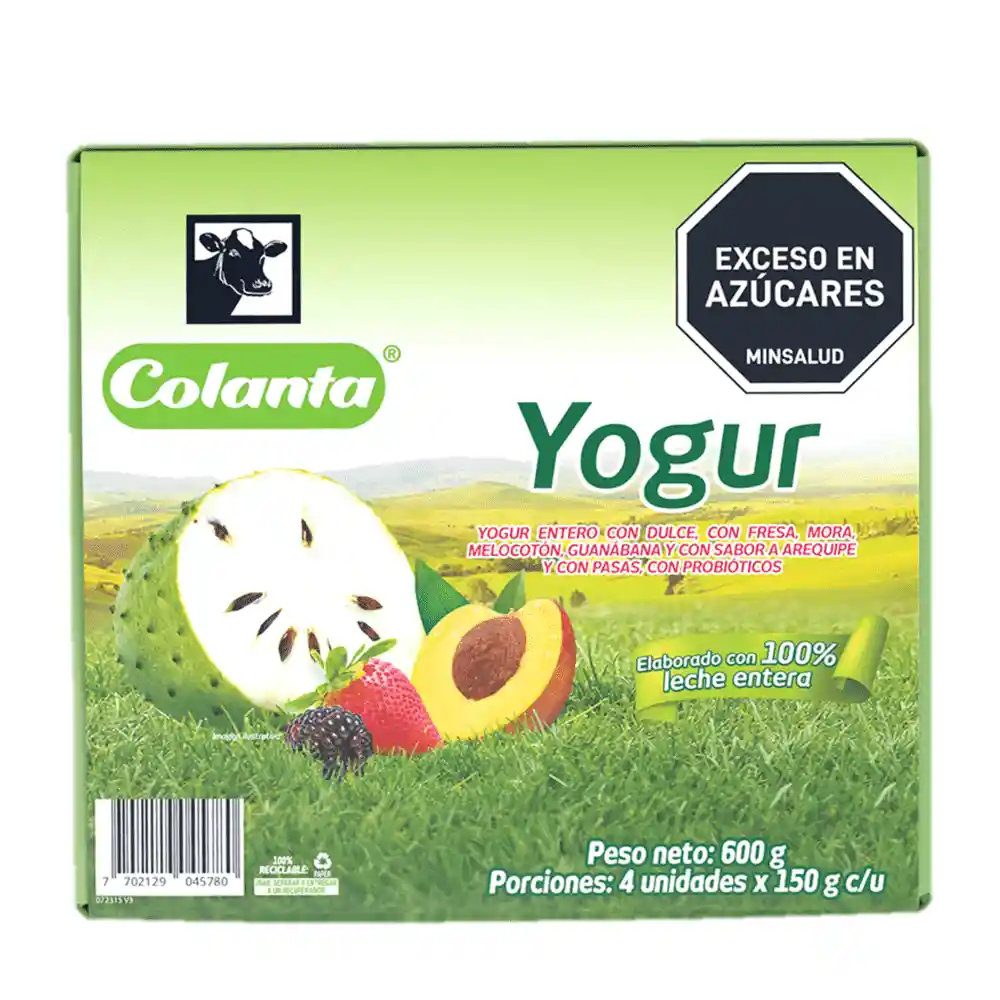 Colanta Yogur Entero Surtido Vaso