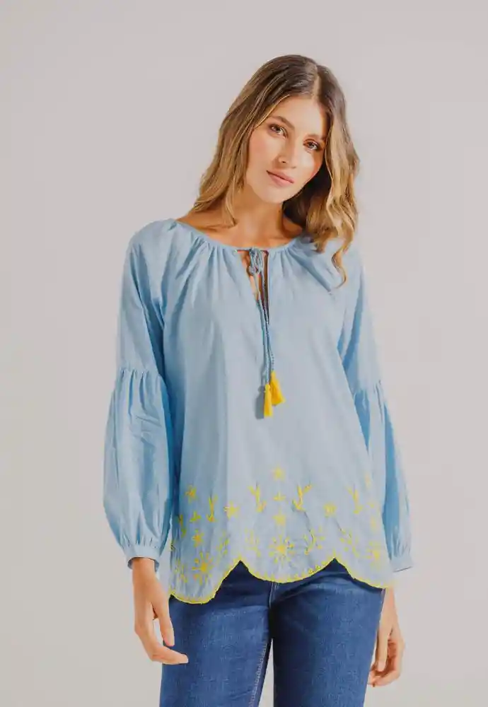 Blusa Manga Larga M-azul