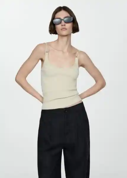 Pantalón Maneli Negro Talla 38 Mujer Mango