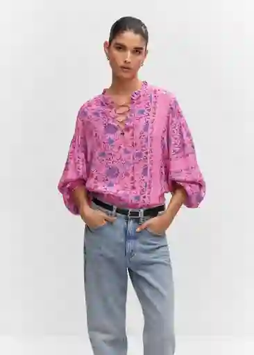 Blusa Loren Rosa Talla S Mujer Mango