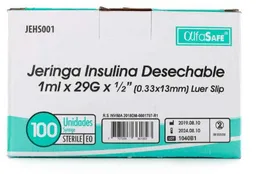 Alfa Safe Unidad Jeringa Insulina desechable