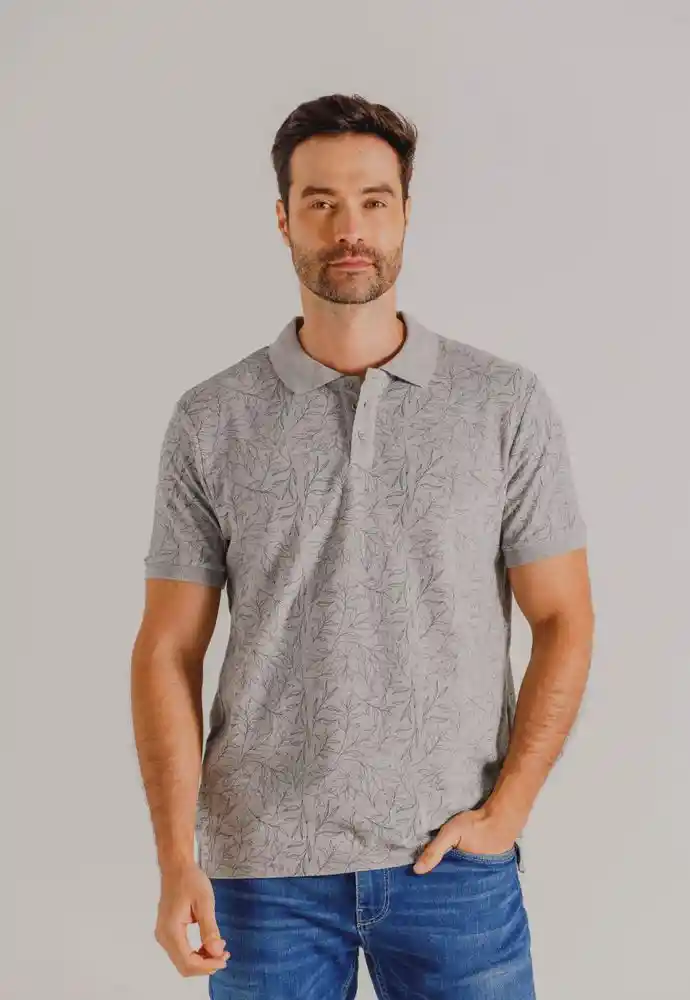 Camiseta Polo Mini Print M-gris