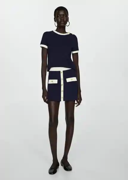 Camiseta Rayito Navy Talla XS Mujer Mango