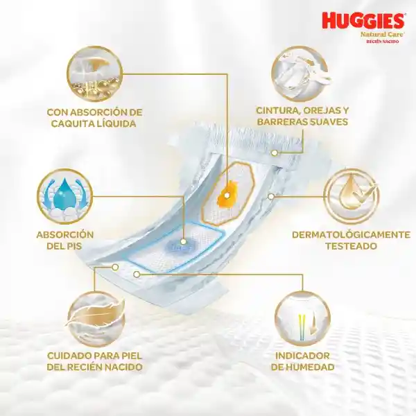 Pañales Huggies Natural Care Etapa 1/Rn Suavidad 20 Und