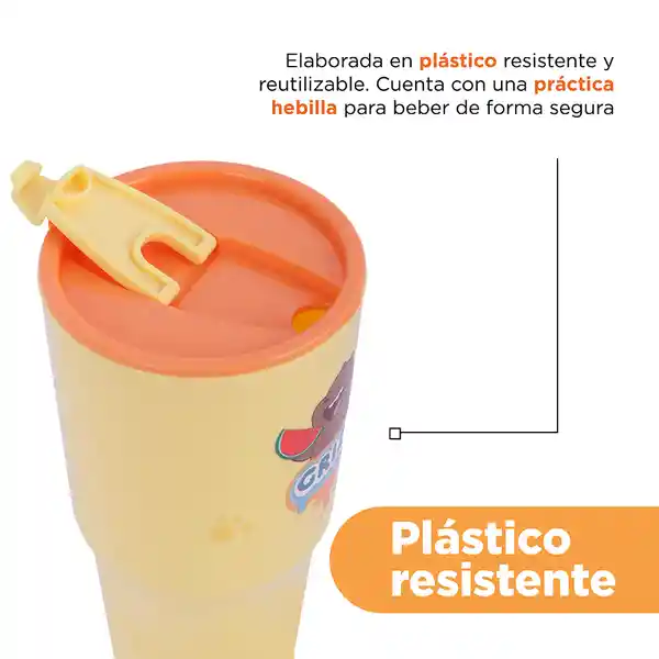 Vaso de Plástico Osos Escándalos Pardo Amarillo 5.0 Miniso