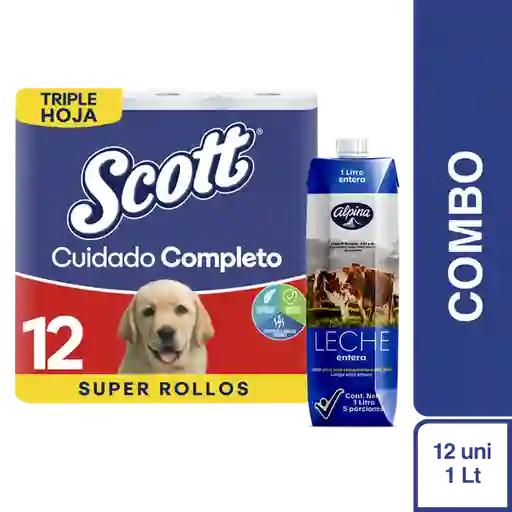 Combo 2 Papel Higiénico Scott 12 Und + Alpina Leche Entera