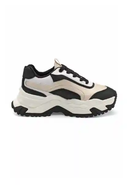 Tenis Dama Negro-Beige Talla 39 4577 Tellenzi