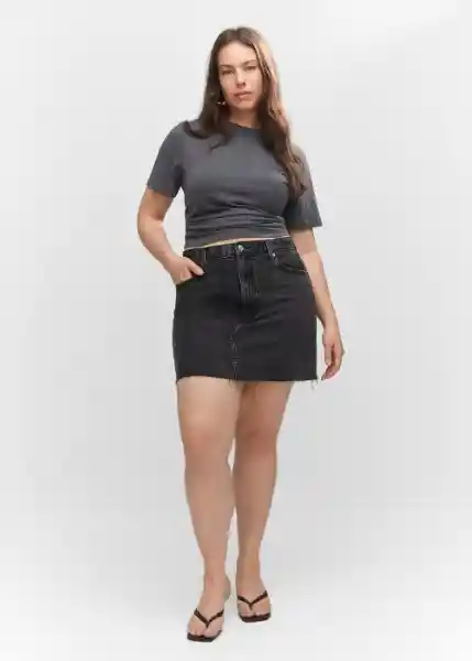 Falda Hailey Tejano Negro Talla 28 Mujer Mango