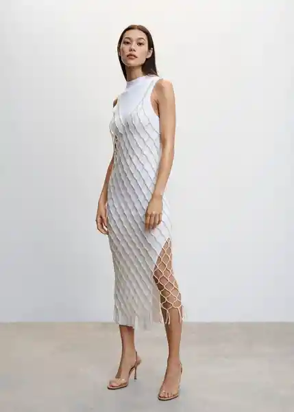 Vestido Pearl-A Offwhite Talla 99 Mujer Mango