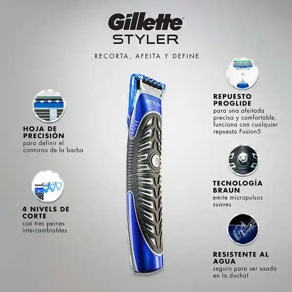 Gillette Afeitadora Eléctrica Styler Barba y Cuerpo + Cartucho