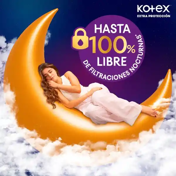 Toallas Nocturnas Largas Kotex Extra Protección 20 Und