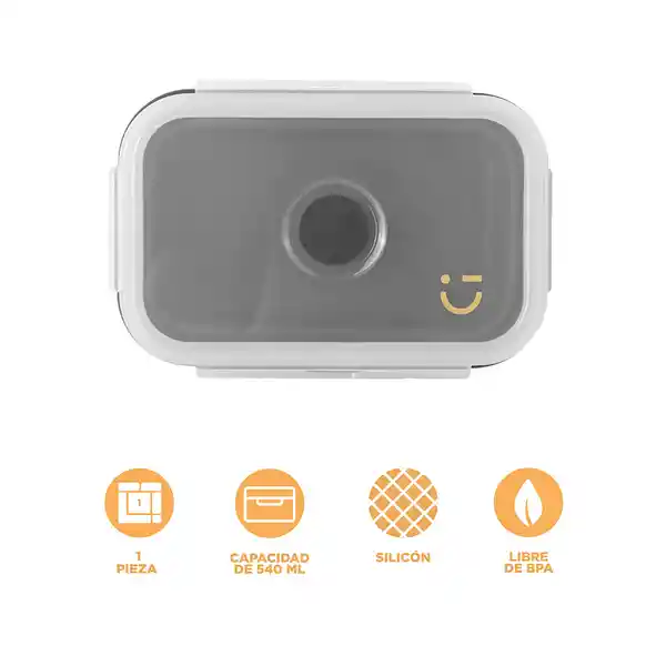Contenedor de Alimentos Silicona Serie Silver Grey Negro Miniso