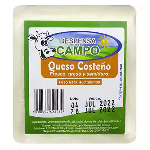 Queso Costeã±O Despensa Del Campo