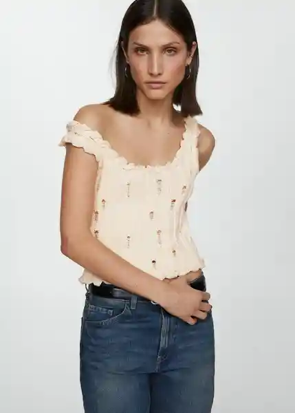 Top Crew Offwhite Talla S Mujer Mango