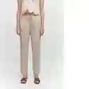 Pantalón Fluido Beige Talla XS Mujer Mango