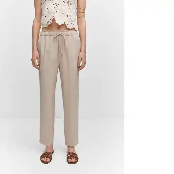 Pantalón Fluido Beige Talla XS Mujer Mango