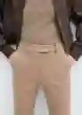 Pantalón Emily Camel Talla 36 Mujer Mango