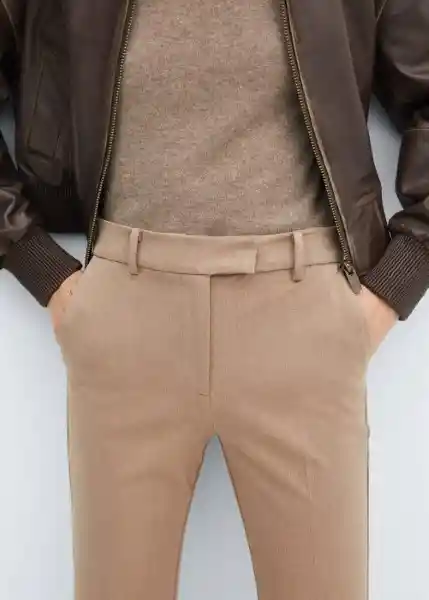 Pantalón Emily Camel Talla 36 Mujer Mango