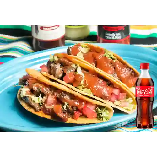 Combo Taco Carne Asada X3 + Coca Cola Original 400 ml