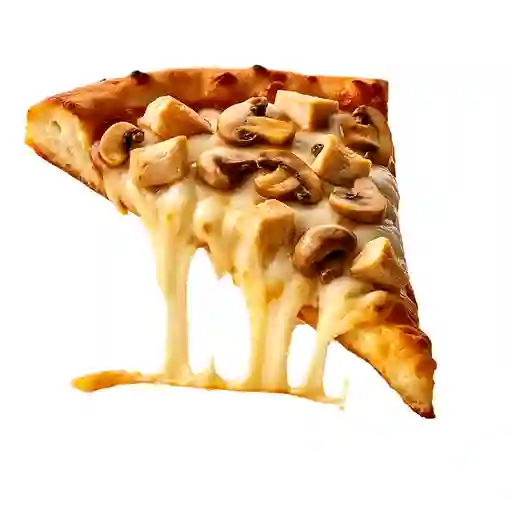 Porción de pizza pollo con champiñones