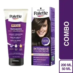 Combo Tinte Palette Color Creme 4-0 Castaño Medio + Tratamiento