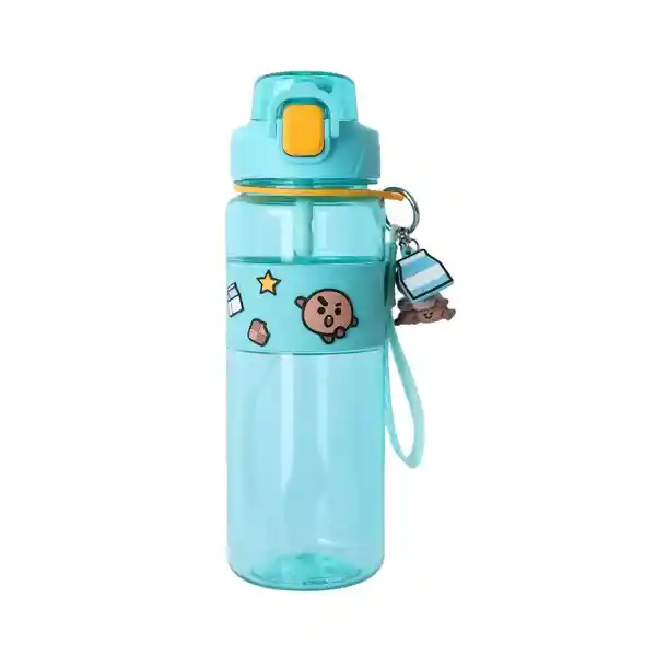 Botella Con Correa y Funda Serie Shooky Aqua 800 mL Bt21 Miniso