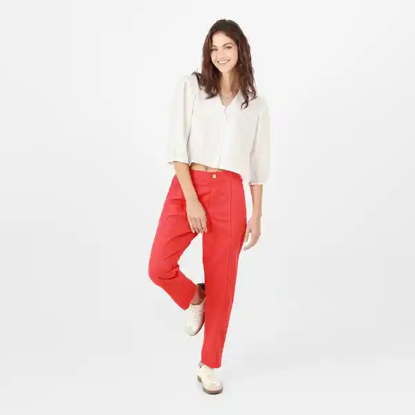 Pantalón Tiro Alto Bota Recta Rojo Talla 8 - 701587