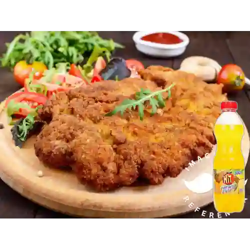 Milanesa de Pollo Apanado +Hit Naranja Piña 500ml