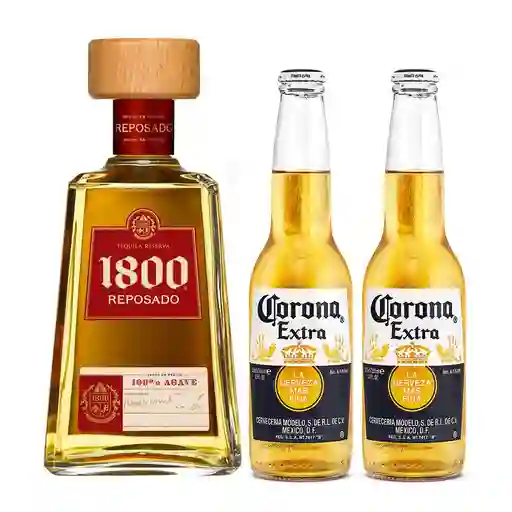 Tequila 1800 Reposado + 2 Cervezas Corona 330 Ml
