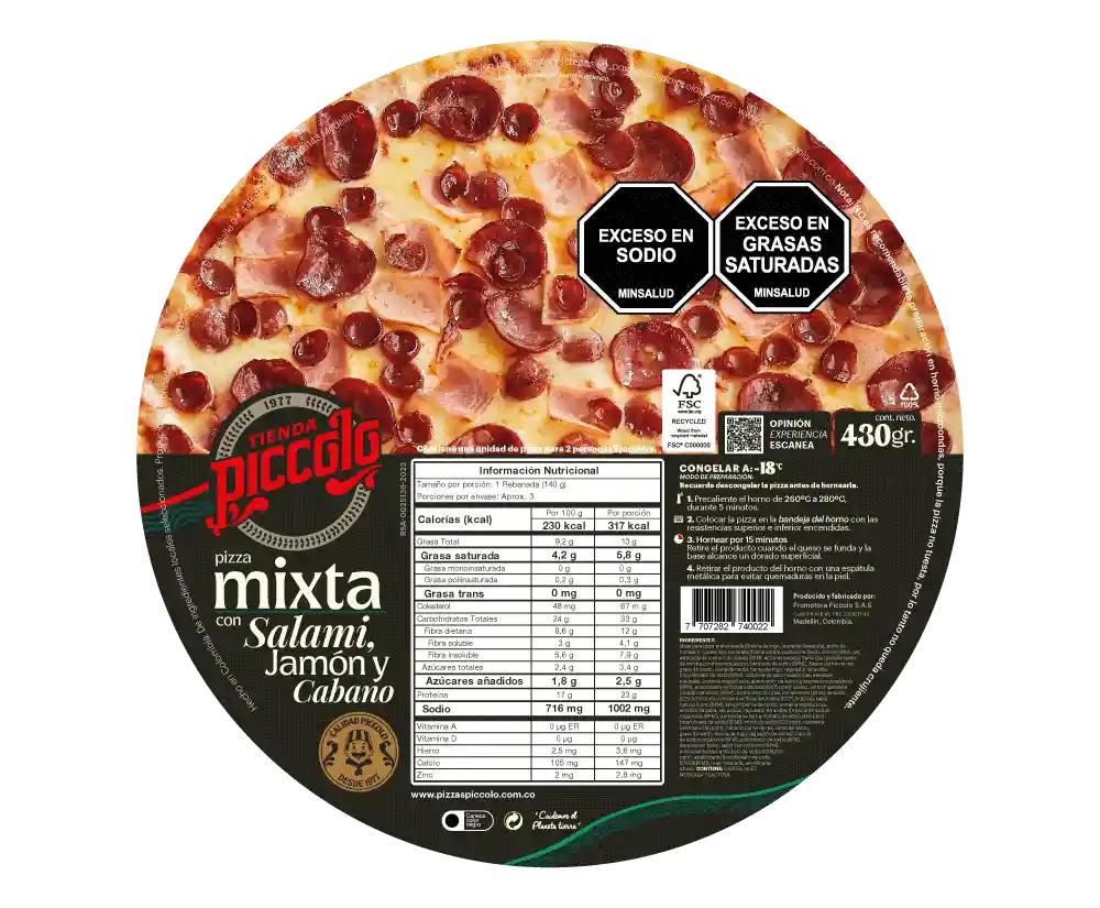 Piccolo Pizza de Carnes Congelada