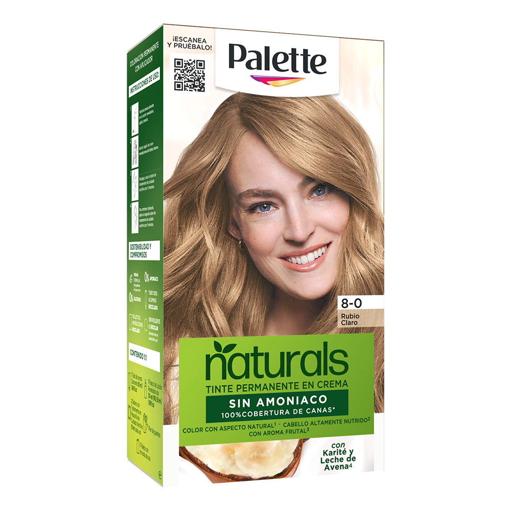 Tinte Palette Naturals 8-0 Rubio Claro Sin Amoniaco