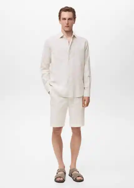 Camisa Rug1 Off White Talla M Hombre Mango
