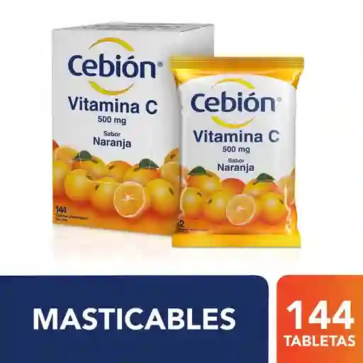 Cebión Vitamina C Sabor Naranja Bolsitas Con 12 Tabletas Masticables 12 Unidades