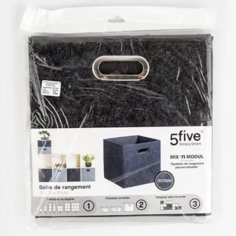 5Five Caja Plegable Gris Velvet 160382A