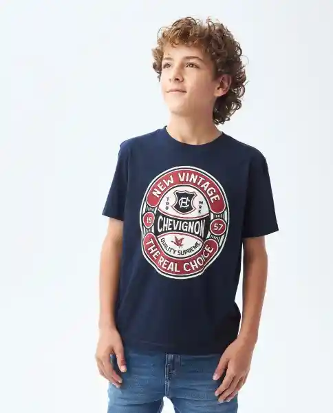 Basic T-shirt M/c Azul Dark Ultraoscuro Talla 10 Niño Chevignon