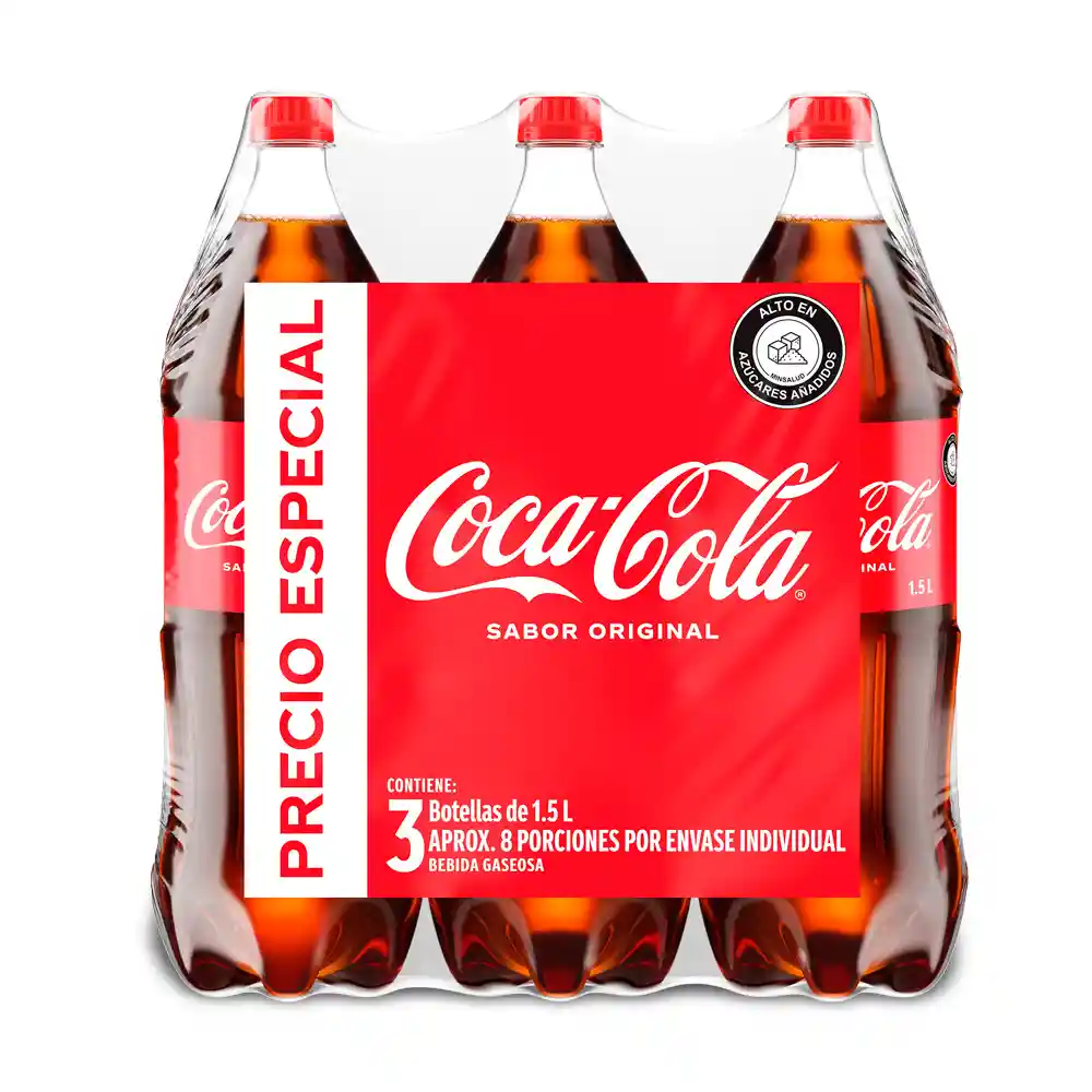 Coca-Cola Gaseosa Sabor Original 1.5L x 3