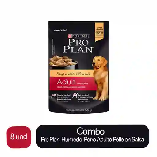 8 x Pro Plan Alimento Humedo Para Perro Adulto Pollo en Salsa