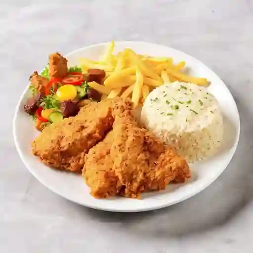 Bandeja con Pollo Broaster