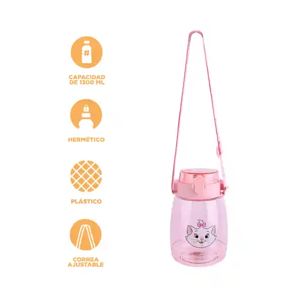 Vaso de Plástico Cat Con Correa Para el Hombro Rosa Miniso