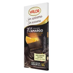Valor Chocolate Negro al 70% Cacao con Naranja sin Azúcar