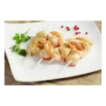 Brocheta de langostinos