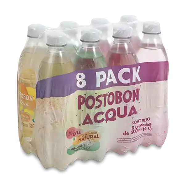 GASEOSA ACQUA POSTOBON SURTIDA 500mlX8u