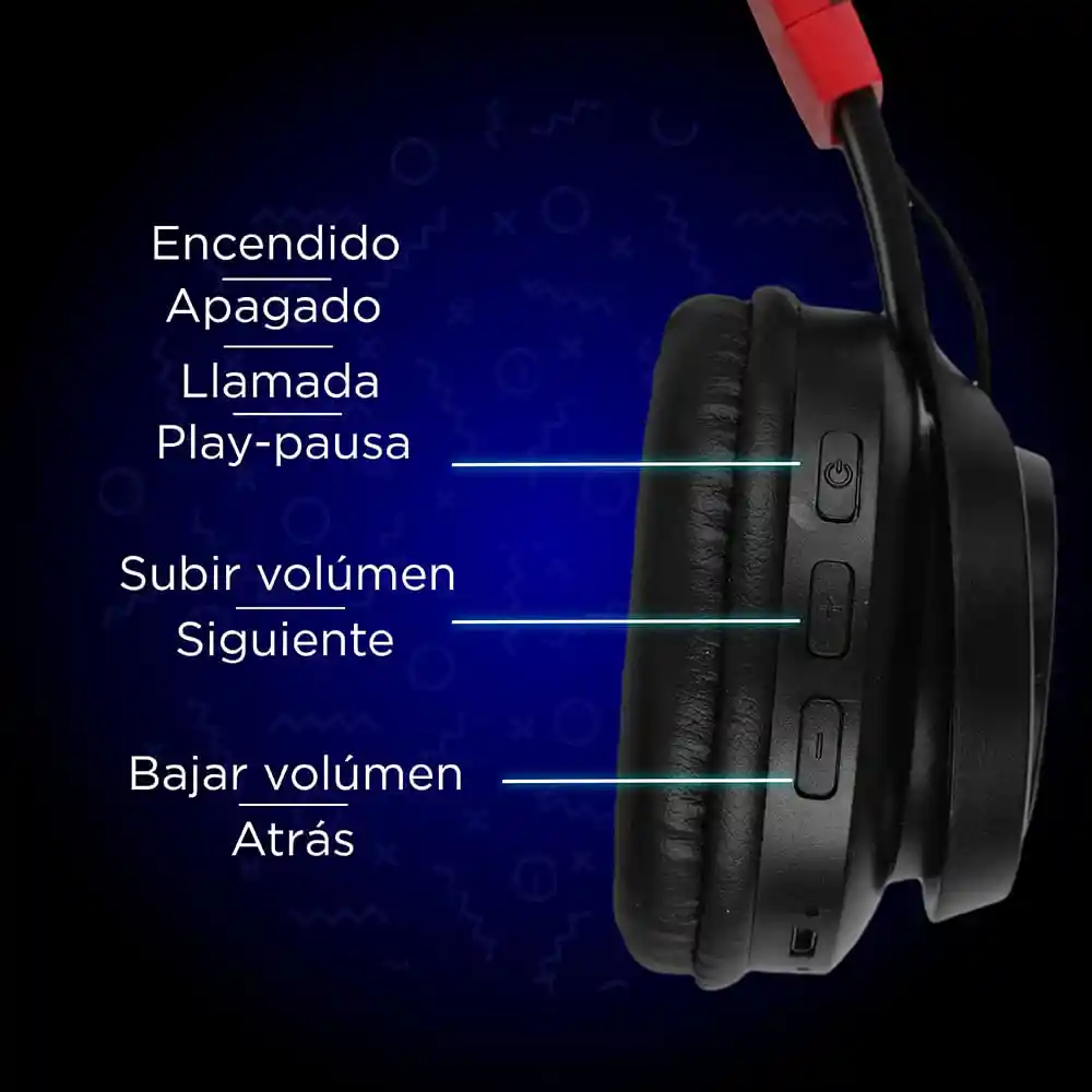 Miniso Audífonos de Diadema Coloridos Con Luces Rojo
