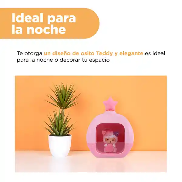 Lámpara Nocturna Led Sakura Rosa Serie Teddy Bear Miniso