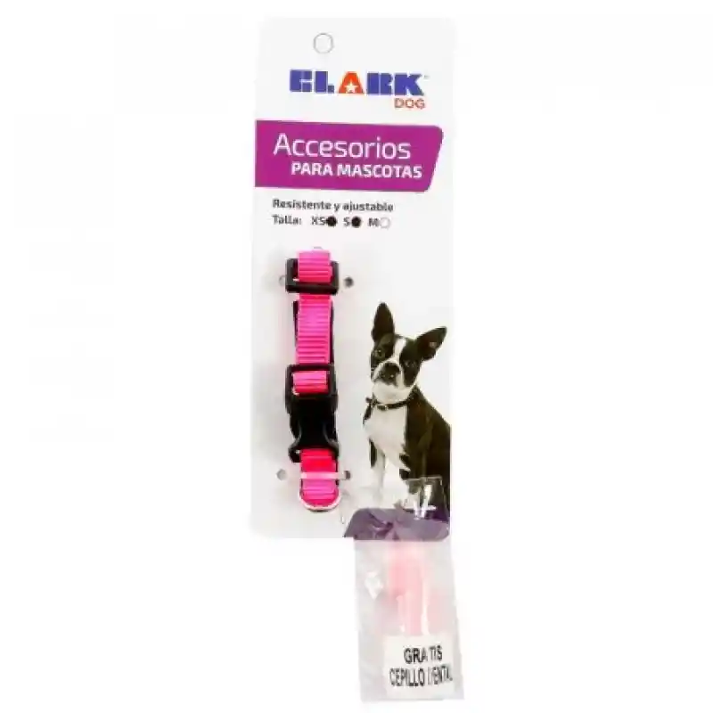 Clark Collar Para Perro Acolchado Fucsia Talla S