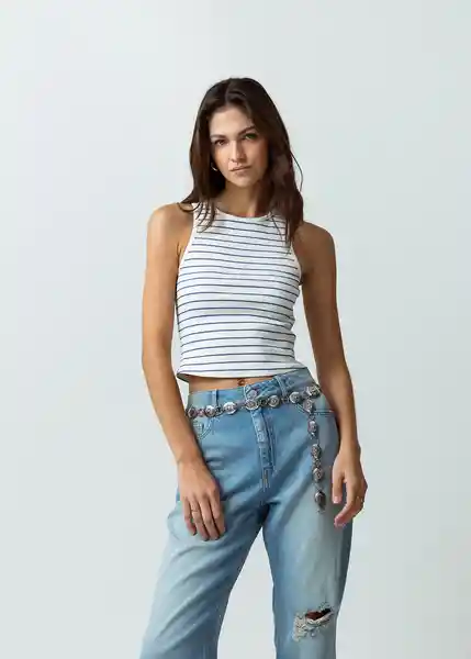 Camiseta Mujer Crudo Preteñido Talla M Naf Naf