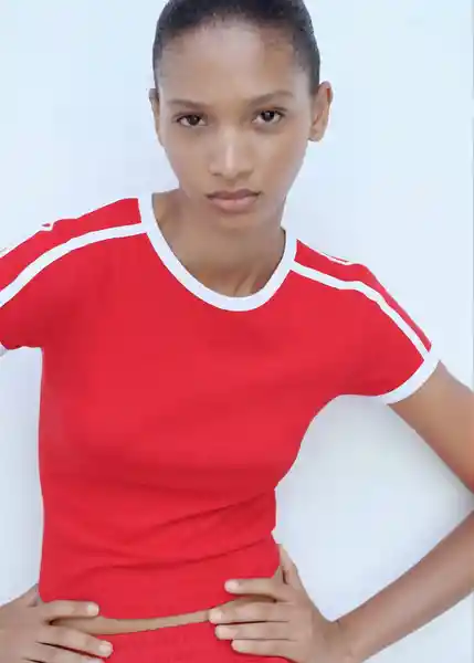 Camiseta Sporty Rojo Talla L Mujer Mango