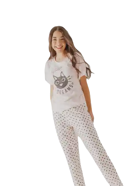 Pijama Camiseta Manga Corta y Pantalón Largo Rosa Claro Talla 12