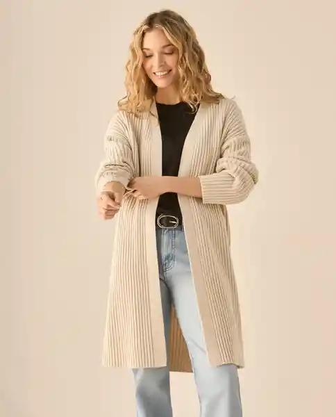 Cardigan Tejido Beige Arena Claro Talla L 663G202 Esprit